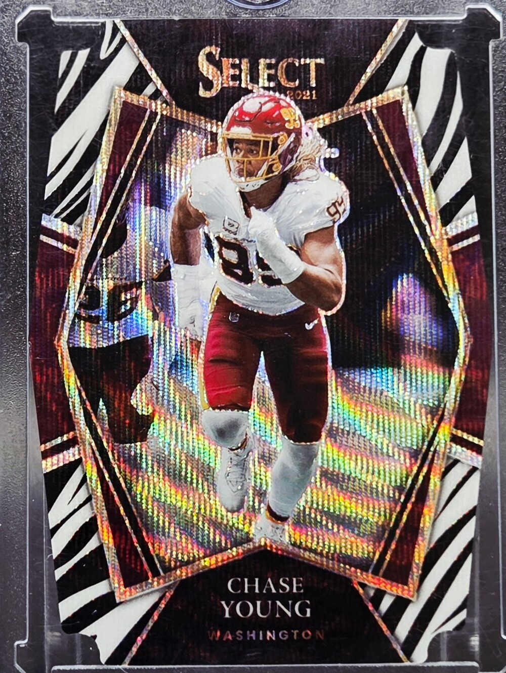 2021 Panini Select Premier Level Chase Young #134 Zebra Prizm Die-Cut